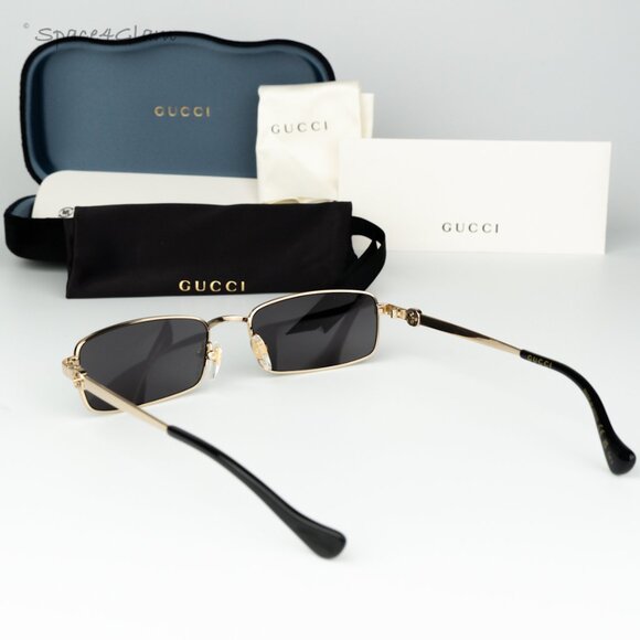 Gucci Women Sunglasses Gold Grey Rectangle GG1600S 001 BRAND NEW main image 8